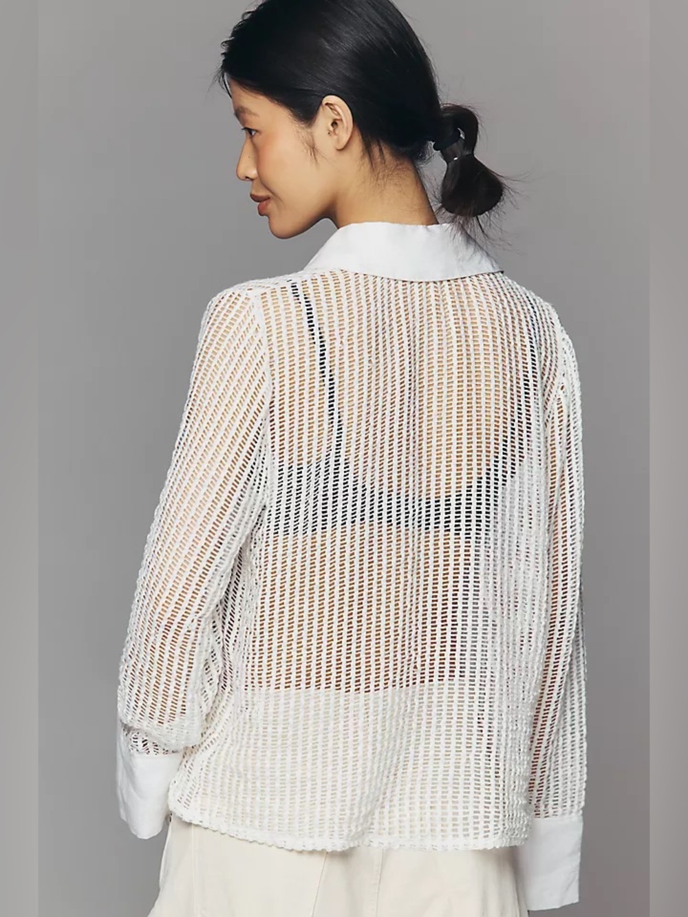 RAYURE PARIS | vintage sheer collared top | size 42